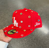 Rhinestone Red LA Dodgers Fitted Hat