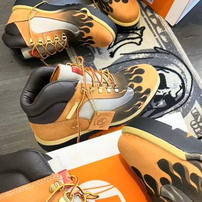 Mens Wheat Mid Top Flame Timbs